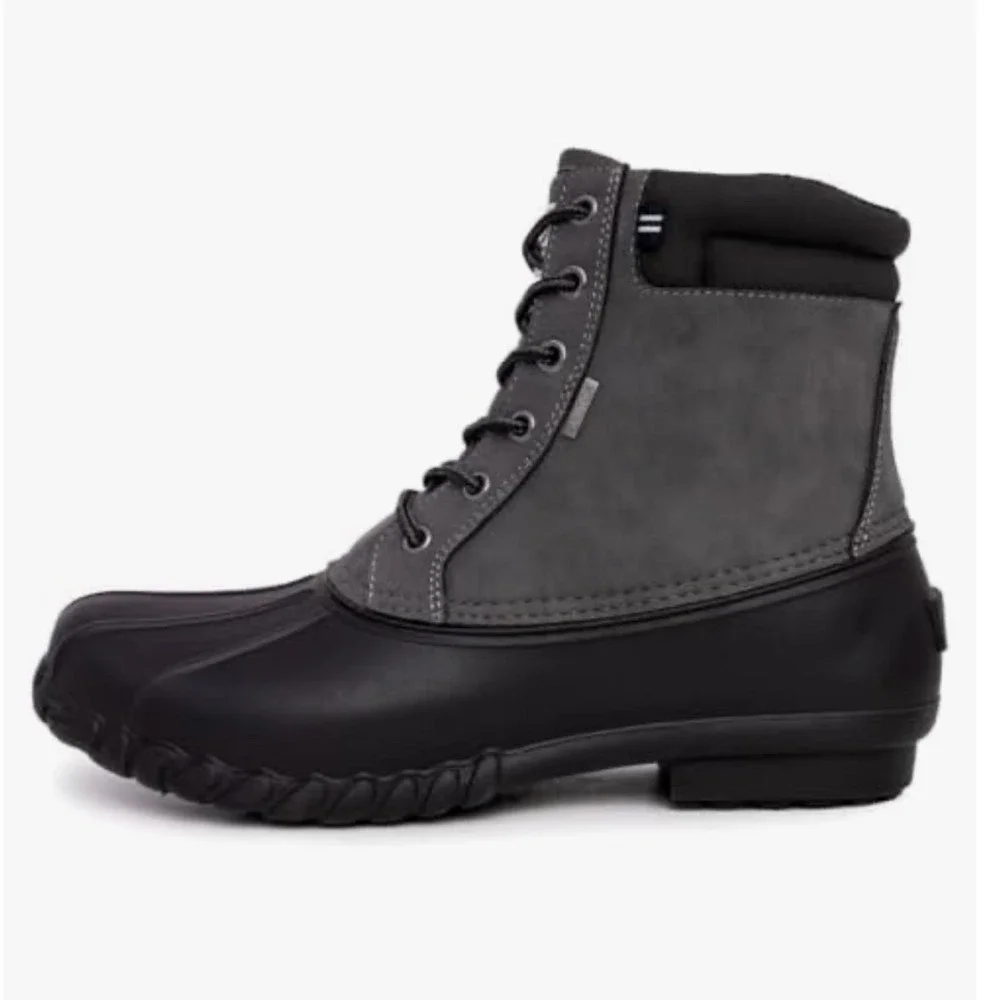 Nautica Manning Mens Charcoal Black Waterproof Duck Boots FU0021 Size 10 NEW